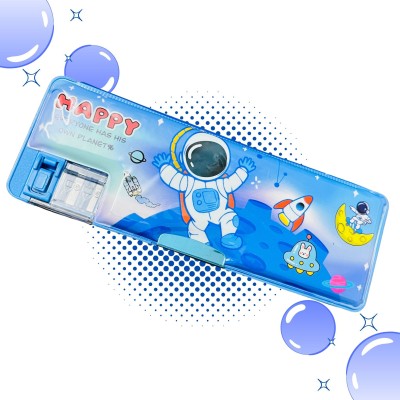 Vaniha HAPPY SPACE CARTOON Art Plastic Pencil Box(Set of 1, Blue)