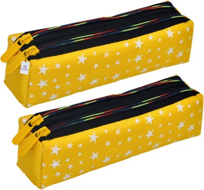 Heart Home Pencil Boxes Star-Design Art Canvas Pencil Boxes(Set of 2, Yellow)