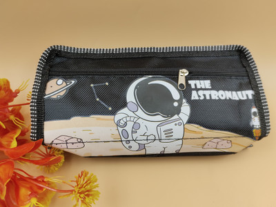 Paper Bear Space Space Art Canvas Pencil Box(Set of 1, Black)