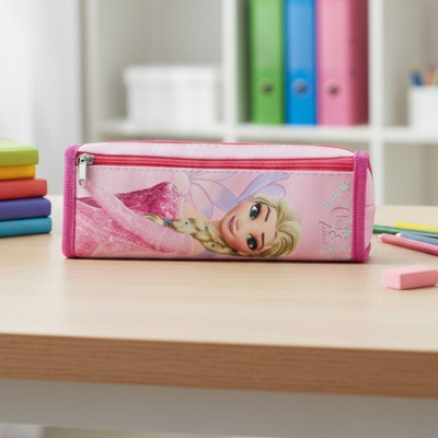 Naysma Cute School Essentials Series Cartoon Print Art Polyester Pencil Box(Set of 1, Pink)