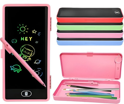 Gezeno 2 in 1 Digital LCD Writing Tablet Children Doodle Board With Geometry Box For Kids With Art Plastic Pencil Box(Set of 1, Multicolor)