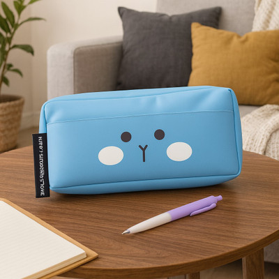 HAPPY SHOPPING STORE New Kids Designer Cute Premium Stylish Multipurpose Cat Pencil Pouch Pencil Case Large Capacity Pouch Organizer for Girls Organizer for Women Art Artificial Leather Pencil Box(Set of 1, Dark Blue)