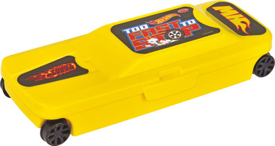 Pratap Racing Car Hot Wheels Art Polypropylene Pencil Box(Set of 1, Yellow)