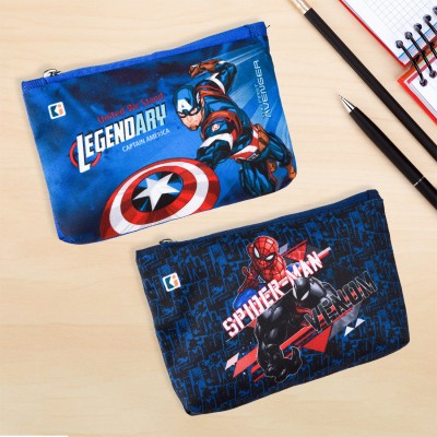 DISNEY Pencil Pouch Marvel Avengers Art Polyester Pencil Boxes(Set of 2, Blue, Dark Blue)