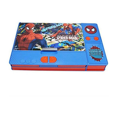 Zahuu Jumbo Spiderman Pencil Box With Inside 6 Hidden Pockets Jumbo Big Size Are, 25cmX15cmX3cm Art Plastic Pencil Box(Set of 1, Blue)