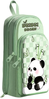 KRAFTY GURU BAIBAI BEARS BEARS Art Polyester Pencil Box(Set of 1, Green)