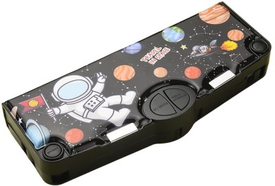 SYGA Kids Pencil Box with Astronaut Design, Multi Layer, Multiple Buttons, 3D Art Plastic Pencil Box(Set of 1, Black)