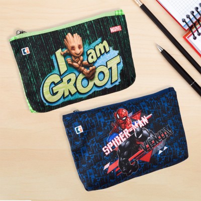 DISNEY Pencil Pouch Marvel Avengers Art Polyester Pencil Boxes(Set of 2, Green, Dark Blue)