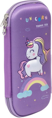 VOXEL Unicorn Nature Art Canvas Pencil Box(Set of 1, Multicolor)