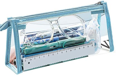 TavishBaby Transparent Pouches Clear Art Plastic Pencil Box(Set of 1, Blue)