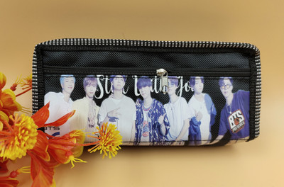 Paper Bear BTS BTS Art Canvas Pencil Box(Set of 1, Black)