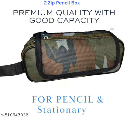 Pencilbox 011 Pencil Pouch/Kit Art Polyester Pencil Box(Set of 1, Green)