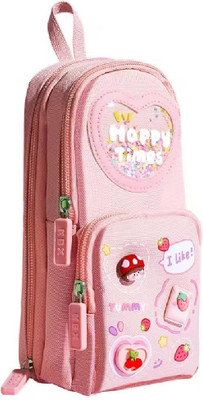 JKICHNM 01 Unique Art Polyester Pencil Boxes(Set of 1, Pink)