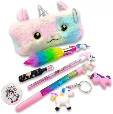 Miss & Chief Unicorn Unicorn Art Canvas Pencil Box(Set of 1, White)