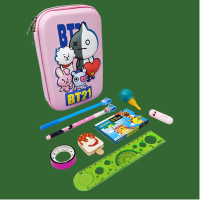 Parteet Stationery Combo Pencil Pouch Combo Art Polyester Pencil Box(Set of 1, Multicolor)