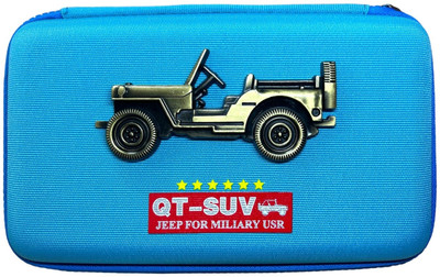 Scribblerz Jeep Zipper Closure, Pencil Case Art Canvas Pencil Box(Set of 1, Blue)