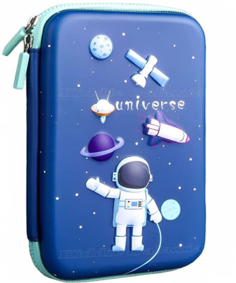 VRUX BLUE SPACE ROBOT Art Polyester Pencil Box(Set of 1, Blue)