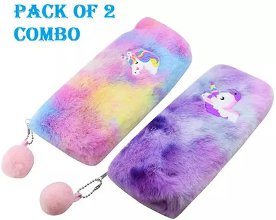 Lata Unicorn Pouch Art Polyester Pencil Boxes(Set of 2, Multicolor)