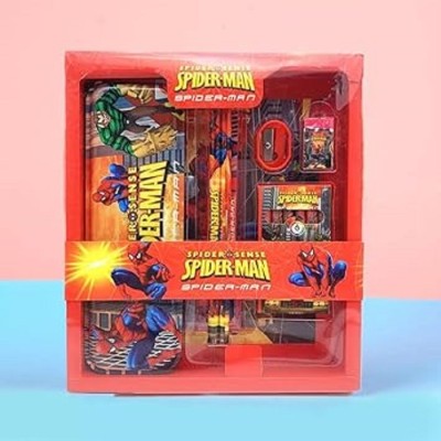 PRANCING UNICORN Spiderman cartoon designed stationery Art Metal Pencil Box(Set of 1, Red)