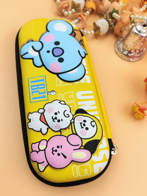Paper Bear NA BTS Art Polyester Pencil Box(Set of 1, Yellow)