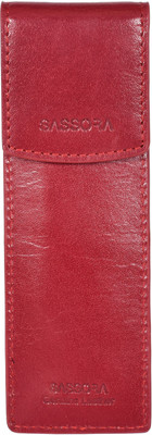 Sassora 2025 Solid Art Pure Leather Pencil Box(Set of 1, Red)