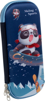 ALCANTARA Skiing Sport Nature Art Canvas Pencil Box(Set of 1, Blue)