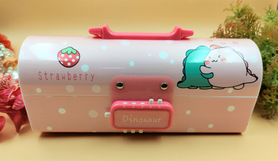 Paper Bear Multi-Function Storage Bag Secret Compartment Pencil Box Multi-Layer Password Protected Pencil Box Art Plastic Pencil Box(Set of 1, Pink)