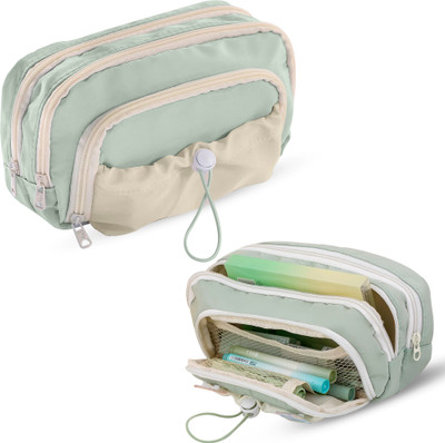 Egab Student Green Series Plain Art Polyester Pencil Box(Set of 1, Green)