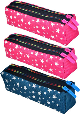 KUBER INDUSTRIES Pencil Boxes Pencil Box Art Canvas Pencil Boxes(Set of 3, Multicolor)