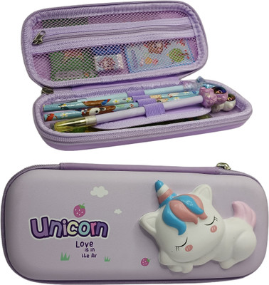 PK BLINGS PENCIL POUCH UNICORN Art Canvas Pencil Box(Set of 1, Purple)