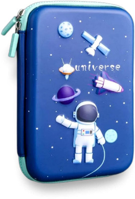 WEMOL 3D Space Design Embossed EVA Cover Pencil Case with Compartments unicorn Art EVA Pencil Box(Set of 1, Multicolor)