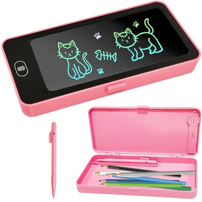 Suvoria Writing Tablet Pencil Case for Kids – 2 in 1 LCD Digital Slate for Kids Geometry Box(Multicolor)