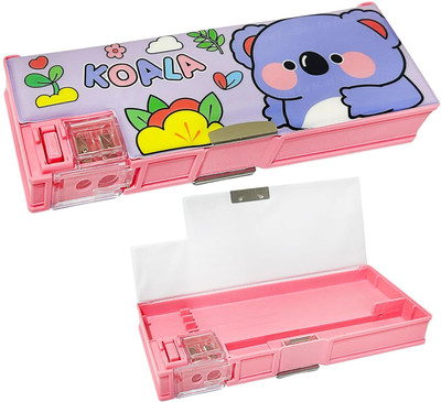 FunBlast Magnetic Pencil Case with Sharpener Animal Pencil Box for Girls, Pen & Pencil Case, Stationary Organizer Pencil Box Art Plastic Pencil Box(Set of 1, Multicolor)