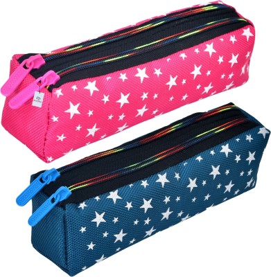 Heart Home Pencil Boxes Star Print Art Canvas Pencil Boxes(Set of 2, Multicolor)