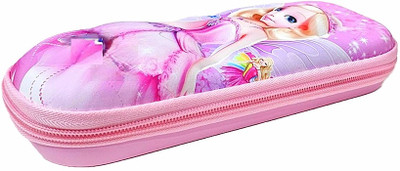 AuM Barbie Zipper Rectangular Multi Storage Art Canvas Pencil Box(Set of 1, Pink)