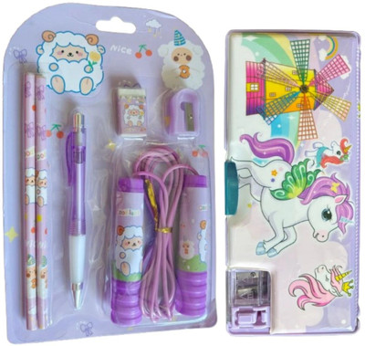 Teakwood Unicorn Unicorn Art Plastic Pencil Box(Set of 1, Purple)
