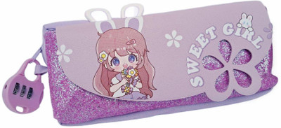 TECHNOCHITRA Doll Printed Password Lock Zipper Pouch Art Canvas Pencil Box(Set of 1, Multicolor)