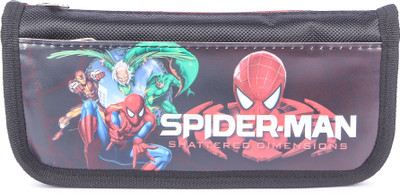 Instabuyz Single Zipper Pencil Pouch Organizer Cartoon Print Art Canvas Pencil Box(Set of 1, Black)