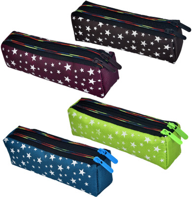 KUBER INDUSTRIES Pencil Boxes Pencil Box Art Canvas Pencil Boxes(Set of 4, Multicolor)