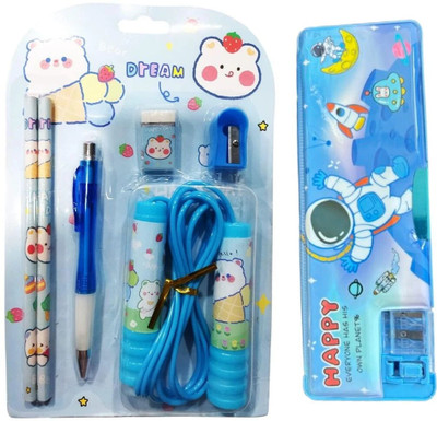 Teakwood Space Space Art Plastic Pencil Box(Set of 1, Blue)