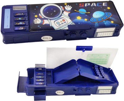 Devdhan Space Password for Children (Astronaut), Many Function and Departments, Special Buttons Art Plastic Pencil Box(Set of 1, Multicolor)