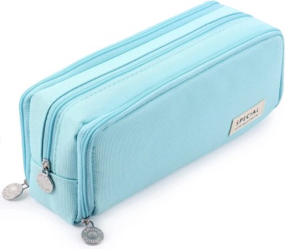 Jizo Special Plain Art Polyester Pencil Box(Set of 1, Light Blue)