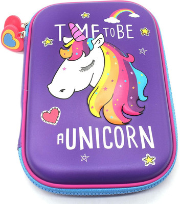 Nutshell EVA-Unicorn Hardtop Embossed Unicorn Art EVA Pencil Box(Set of 1, Blue)