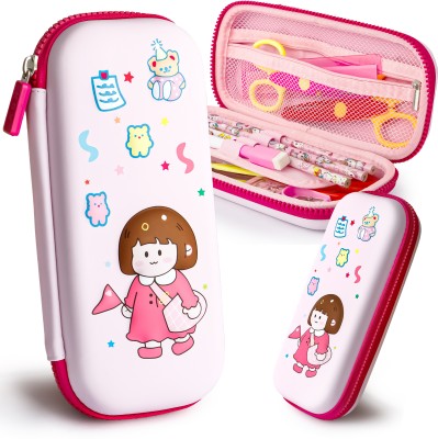 FIDDLERZ KBX7064 Girl Art EVA Pencil Box(Set of 1, Pink)