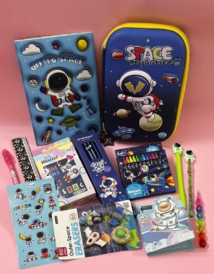 Le Delite Cartoon galaxy space astronaut rocket planet Art EVA Pencil Box(Set of 1, Multicolor)
