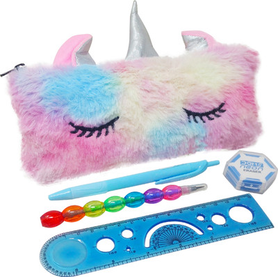 Parteet Stationery Combo Pencil Pouch Art Polyester Pencil Box(Set of 6, Multicolor)