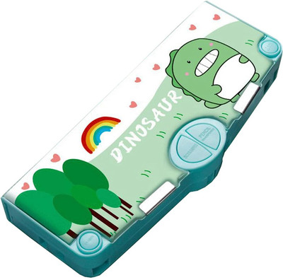 DHRUVINE PB-0-DN2 Dinosaur Art Plastic Pencil Box(Set of 1, Green)