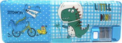 SKutirPencilBox Multipurpose Magnetic Pencil Box with Light | Dual Sharpener Blue Monster, Little Dinosaur Art Plastic Pencil Box(Set of 1, Blue)