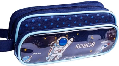 MANAKITOYS Multifunctional Pencil Pouch NA Art Plastic Pencil Box(Set of 1, Dark Blue)