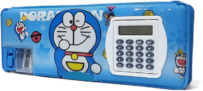 mum care 1 DORAEMON CALCULATOR GEOMETRY BOX WITH IN BUILT SHARPNER FOR SCHOOL KIDS Art Plastic Pencil Box(Set of 1, Blue)